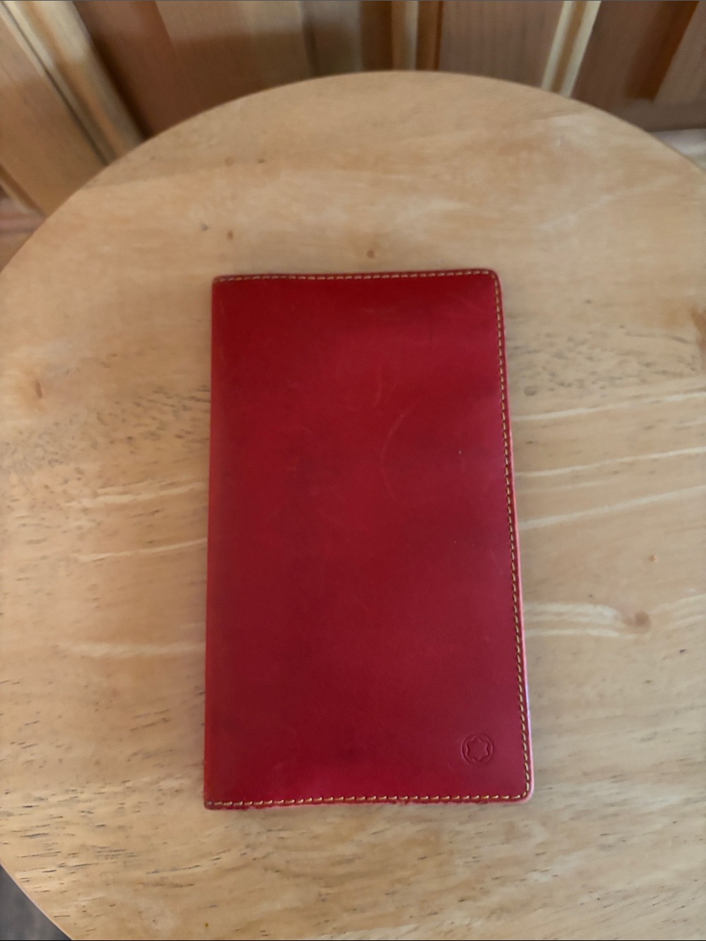 Mont Blanc gorgeous, orange checkbook, cover, and wallet